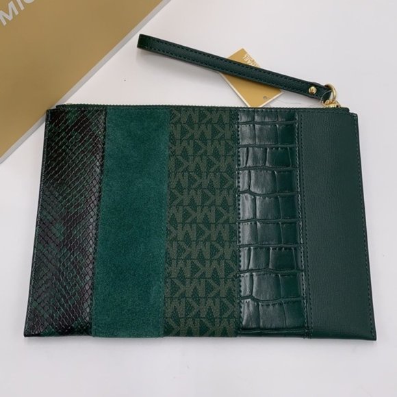 Michael Kors JST XL Zip Clutch Wristlet - Racing Green Multi - Picture 8 of 15